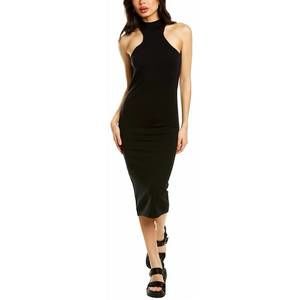 NEW 525 AMERICA racer front mockneck dress in black